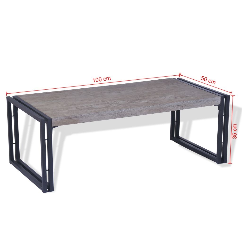 Coffee Table Teak 100x50x35 cm Grey